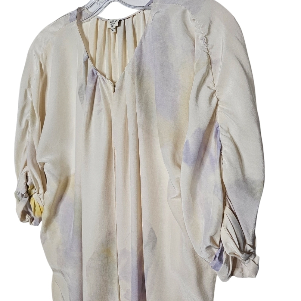 Wilfred Silk Crepe Ruched Pleated Goddess Tunic Neutral Watercolours fits L - XL - Picture 4 of 13